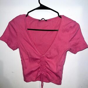Zara Pink Ruched Crop Top